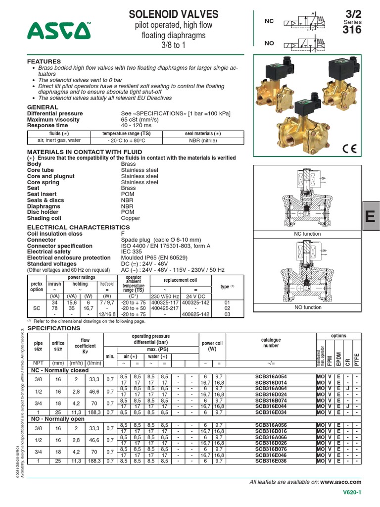 ASCO Solenoid Valves Serie SCB316 PDF Valve Electrical Connector