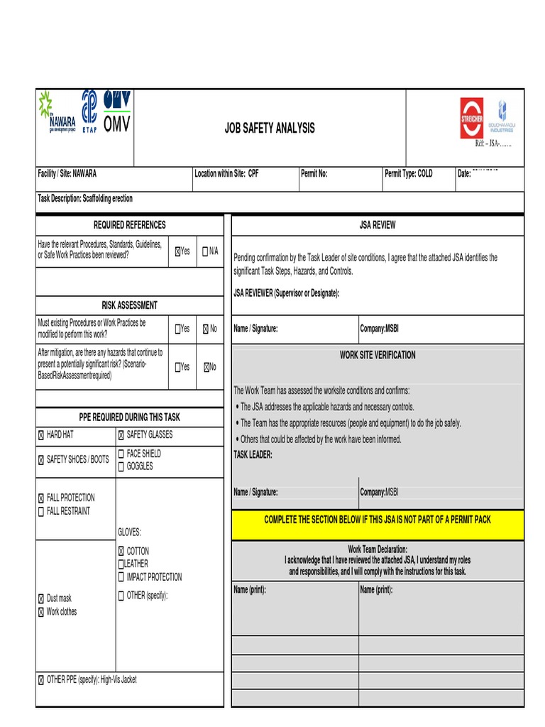 Job Safety Analysis: Required References Jsa Review | PDF | Prevention ...
