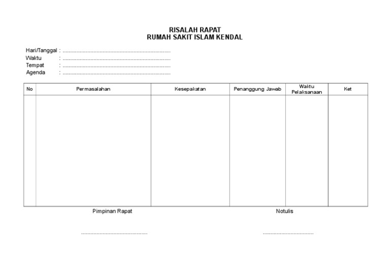 Contoh Format Risalah Rapat | PDF