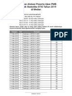 Alokasi Peserta Ujian PMB Politeknik Statistika STIS 2019 Medan