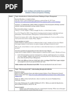 Core Readings and Weekly Focus Questions ENG5811 Critical and Systems Thinking