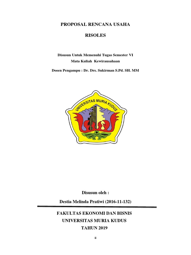 Proposal Usaha Risoles Ayam Pedas | PDF | Bisnis