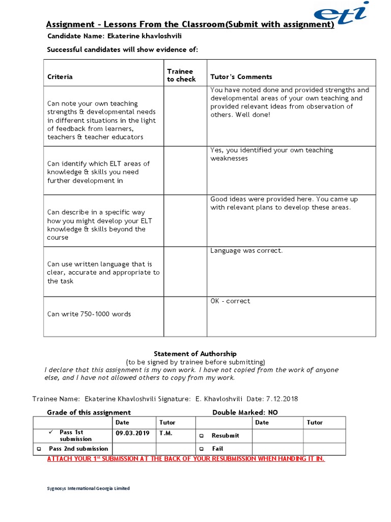 celta assignments answers