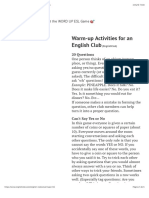 Warm-Up Activities For An English Club