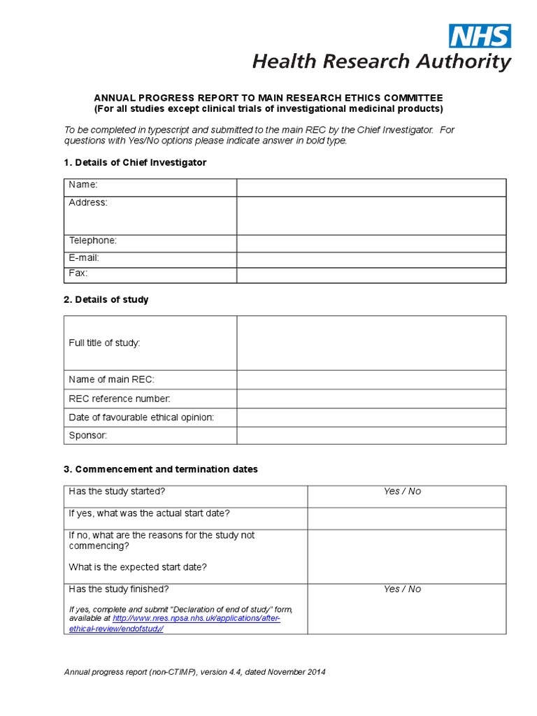 Annual Progress Report Form Research  PDF  Clinical Trial With Regard To Trial Report Template