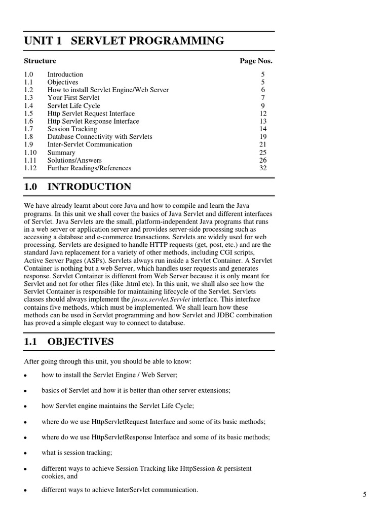 Unit 1 Servlet Programming: Structure Page Nos | PDF | Http Cookie ...