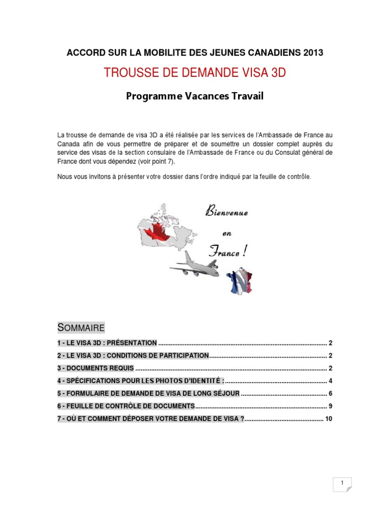 Trousse de demande de visa canada