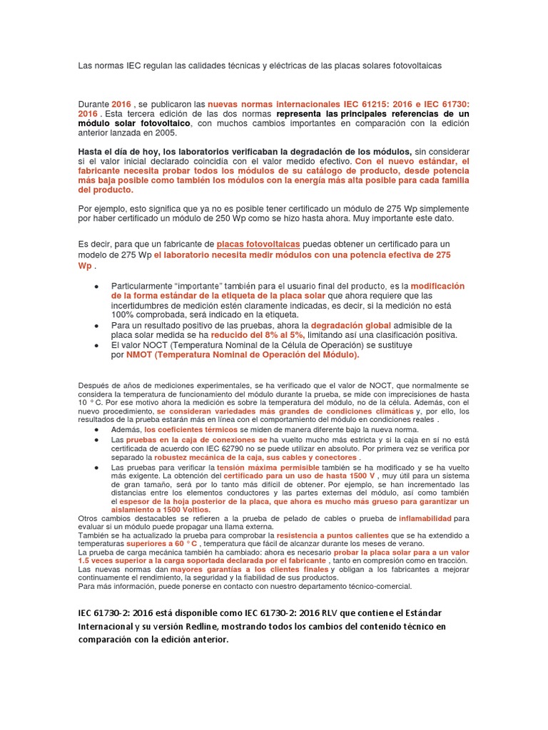 Norma IEC 61730 RESU | PDF | Energía solar | Fotovoltaica