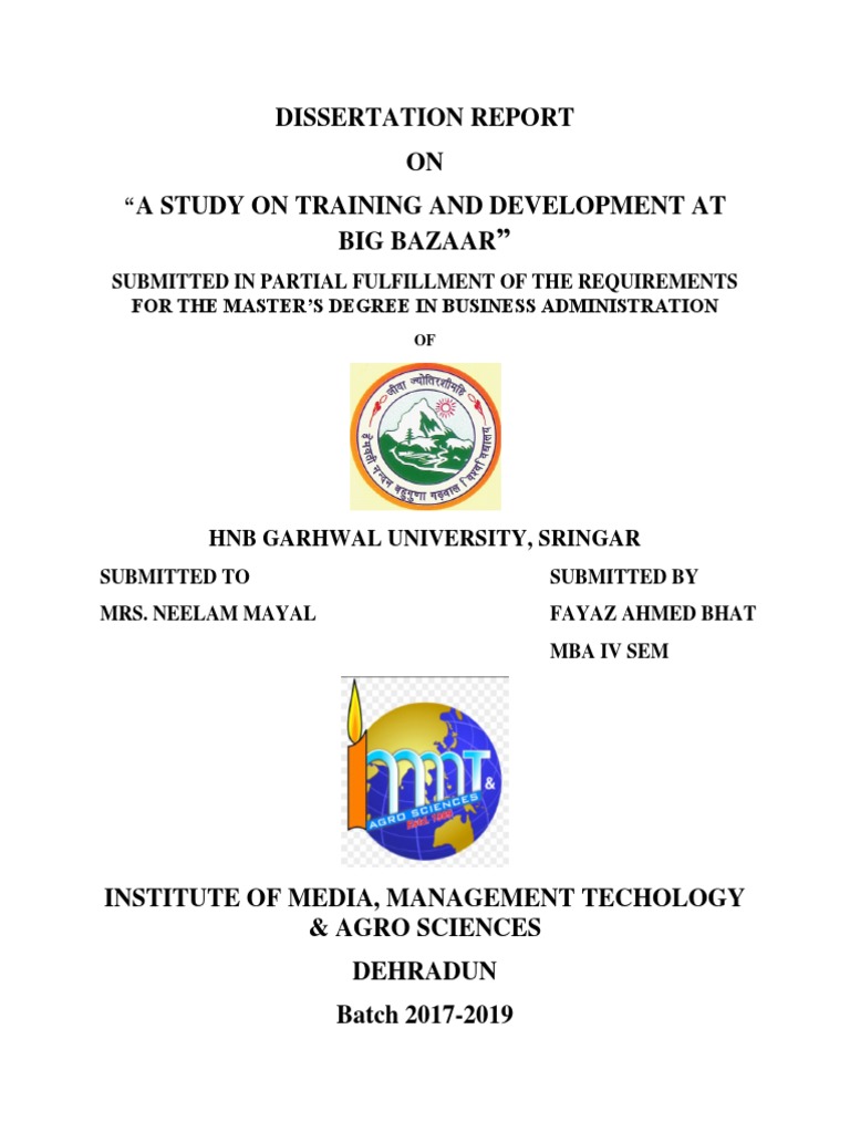dissertation report on training and development