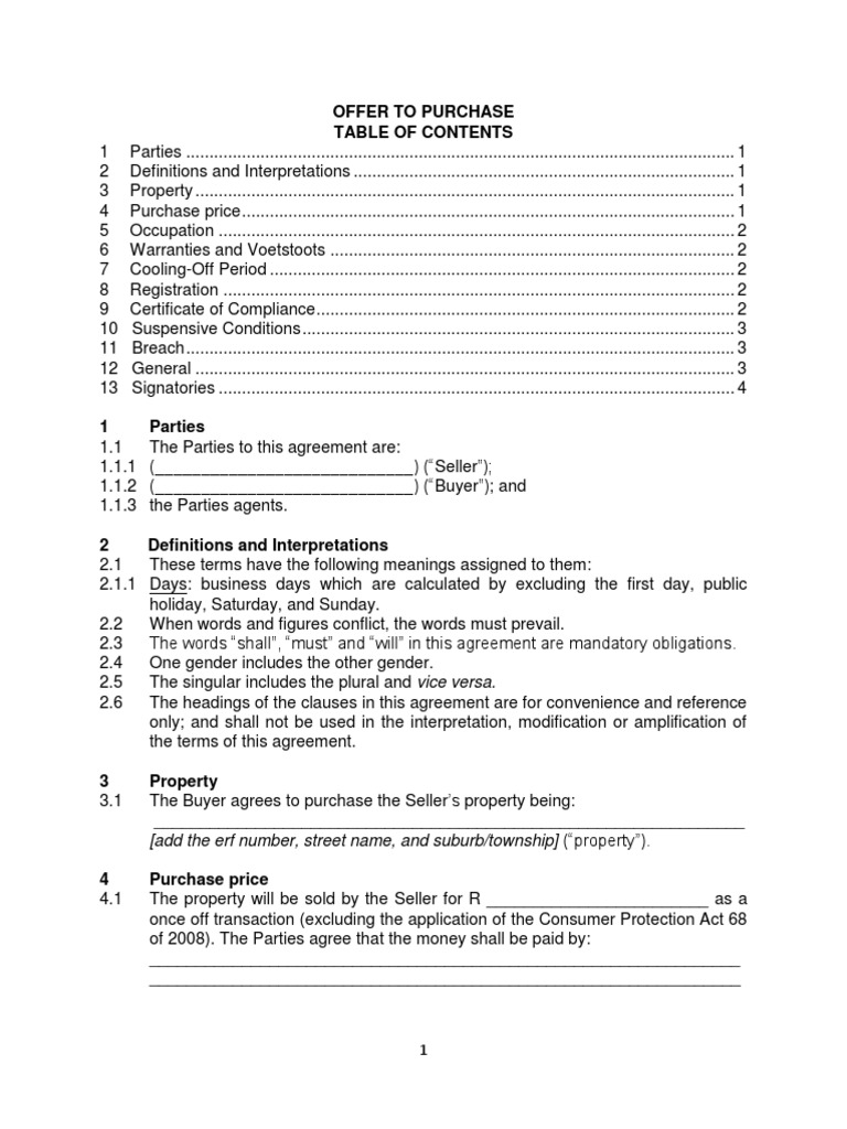 Offer To Purchase Immovable Property (Legal Wise) PDF PDF Breach Of