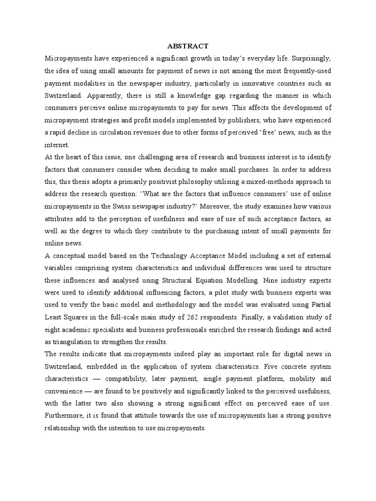 Manja Pfeiffer Abstract #Micropayments | PDF | News | Conceptual Model