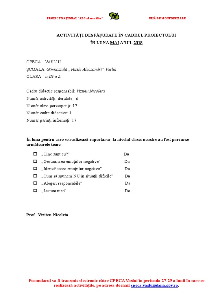 Abc Formular de Monitorizare | PDF