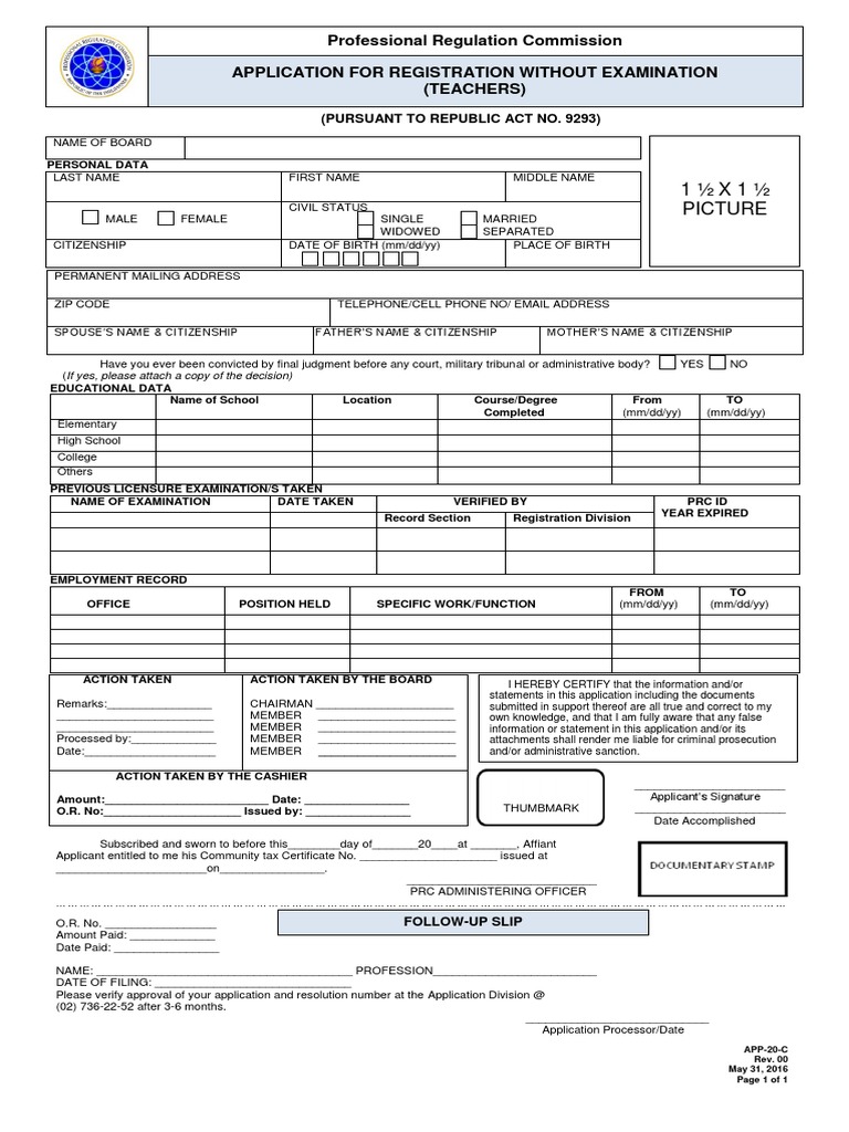 Teacher Registration Form | PDF | Licensure | Passport