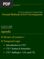 Formal Methods of S/W Development: Department of Computer Science