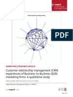 Customer Relationship Management CRM Experiences of Business To Business B2B Marketing Firms A Qualitative Study