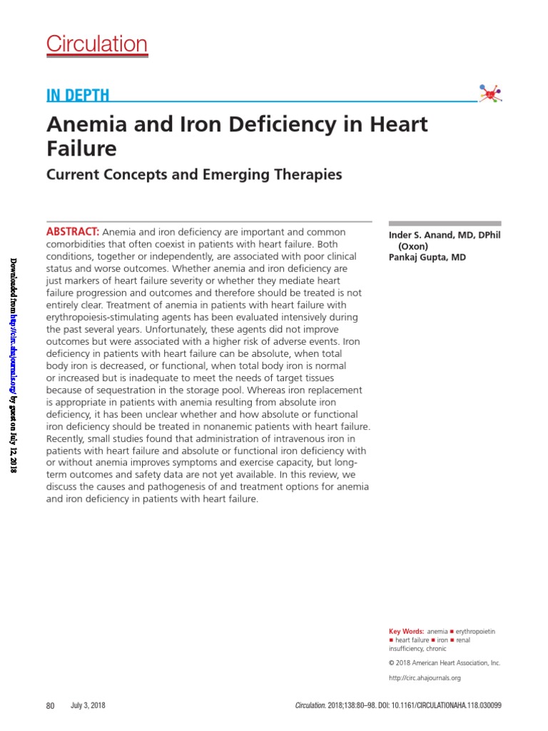 29967232 Anemia and Iron Deficiency in Heart Failure Current Concepts