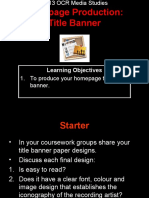 Homepage Production: Title Banner: Learning Objectives