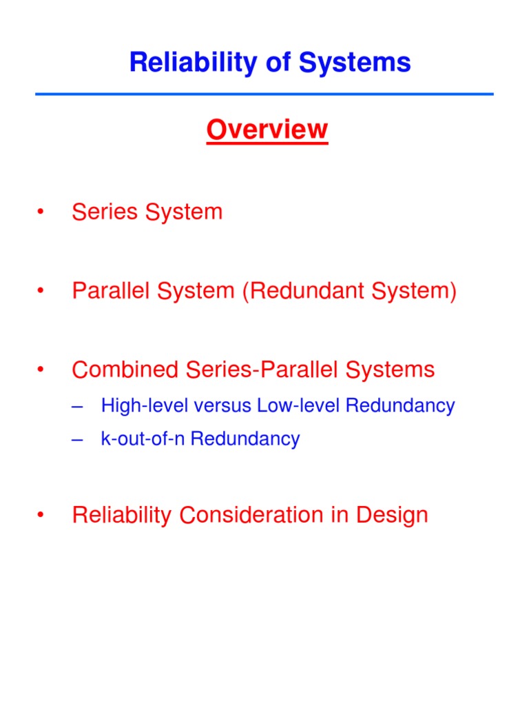 Reliability of Systems: - Series System | PDF | Reliability Engineering ...
