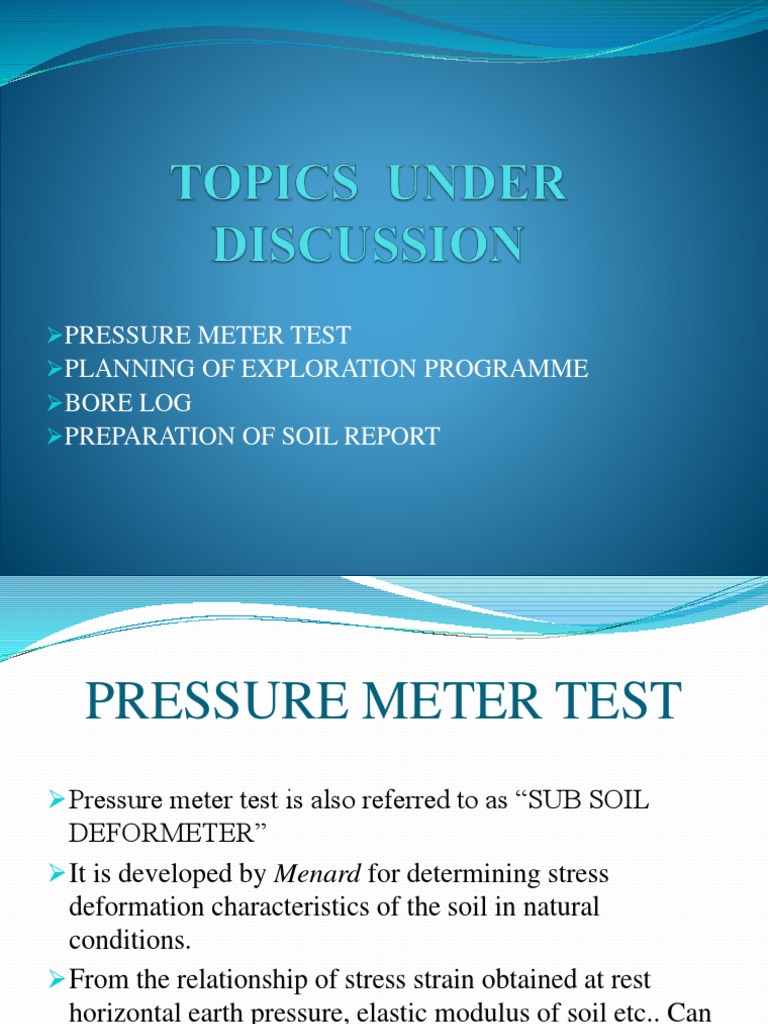 Pressure Meter Test PDF Pressure Soil