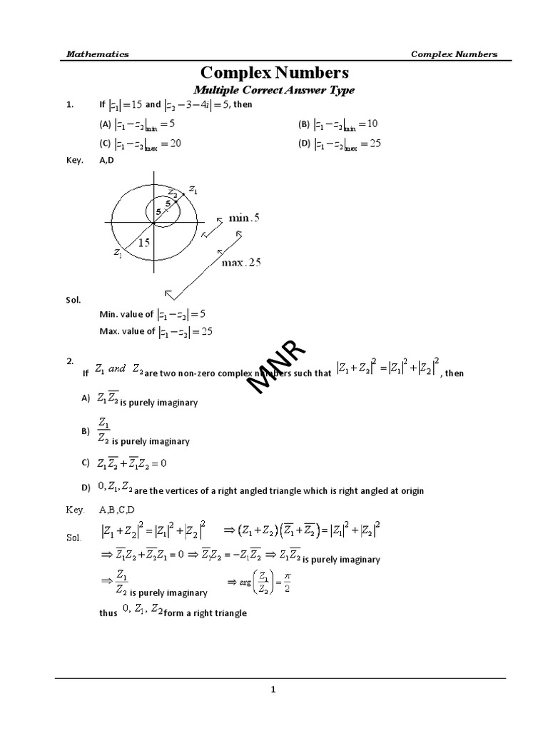 Understanding Complex Numbers through Multiple Choice Questions | PDF ...