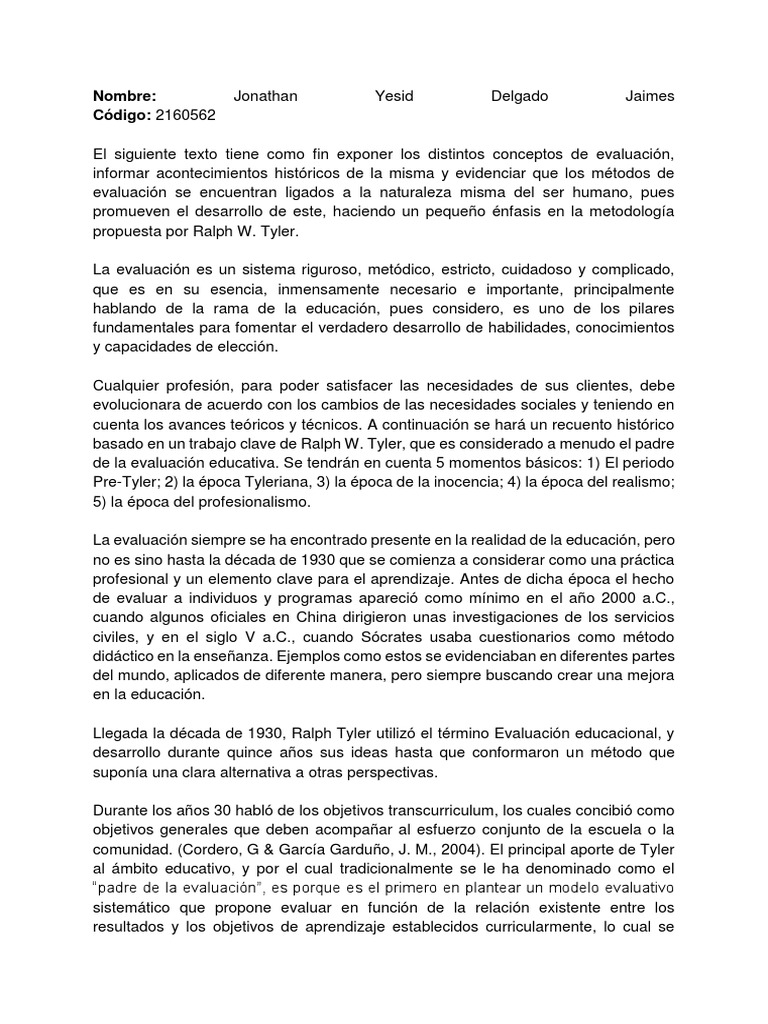 Historia y Evolución de la Evaluación Educativa | PDF | Evaluación ...