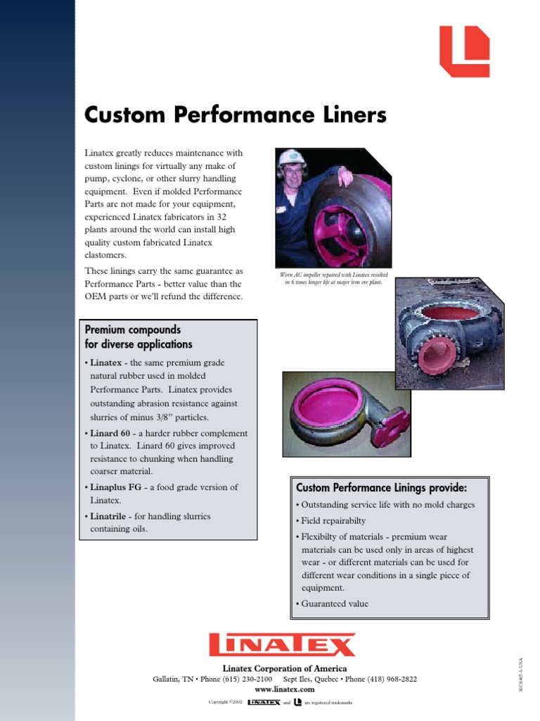 Custom Performance Liners: Premium Compounds For Diverse Applications | PDF