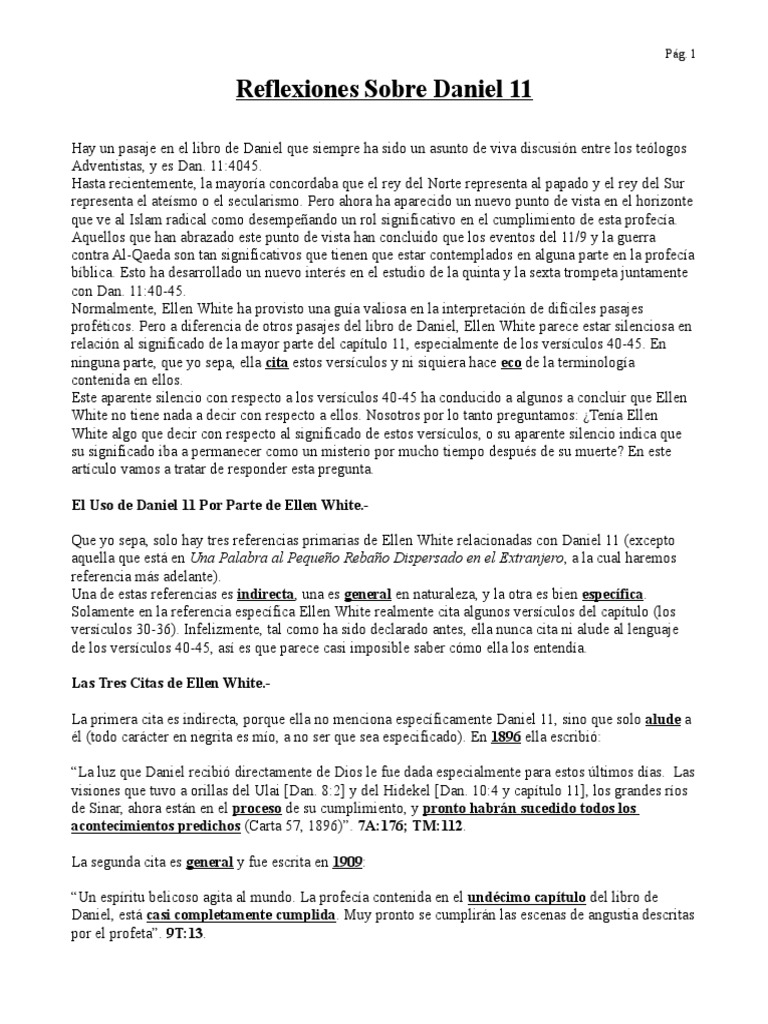 Interpretación de Daniel 11 y Ellen White | PDF | Libro de revelación ...