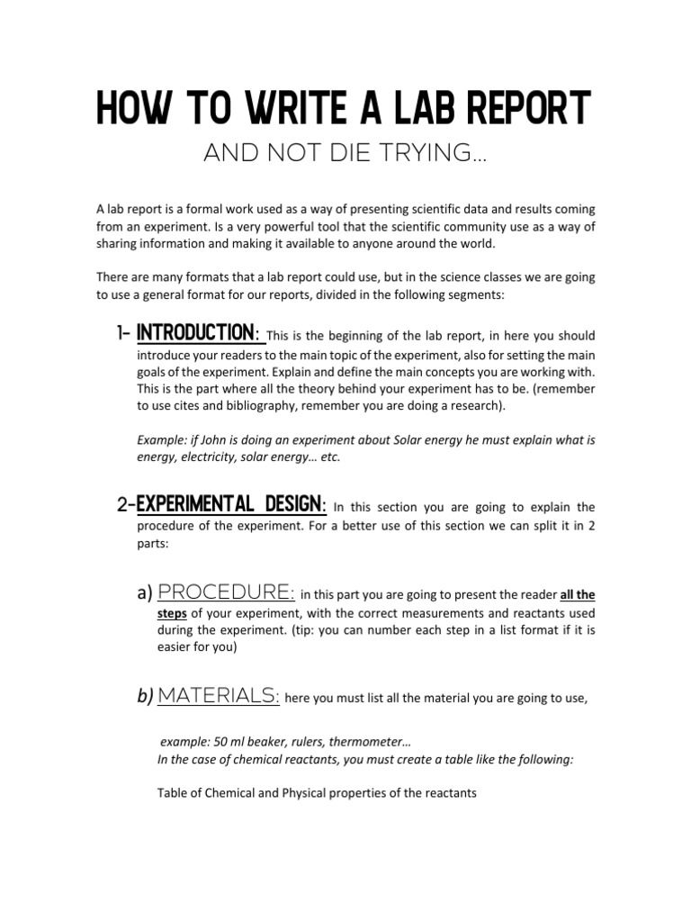 How To Write A Lab Report  PDF  Experiment  Science