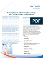 Fact Sheet: Providing Patients in Ambulatory Care Settings With A Clinical Summary of The Office Visit