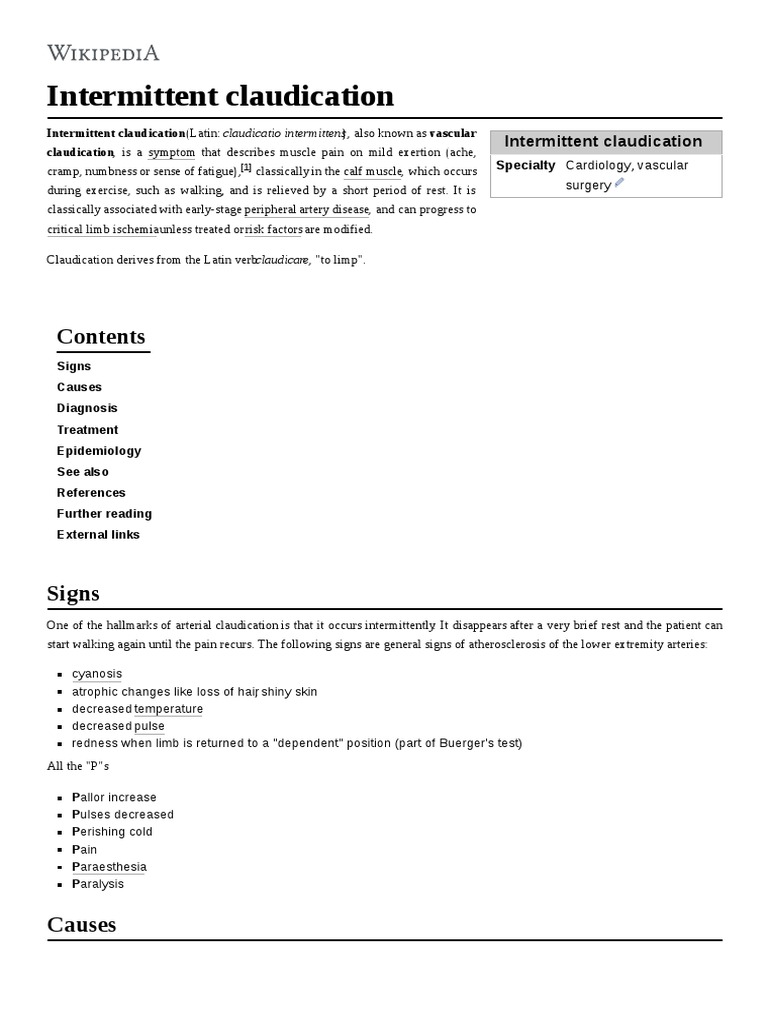Intermittent Claudication | PDF | Angiology | Clinical Medicine