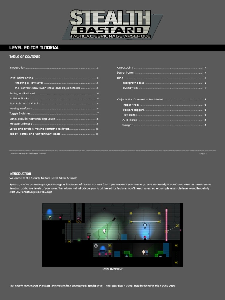 Stealth Bastard Level Editor Tutorial PDF Menu Switch
