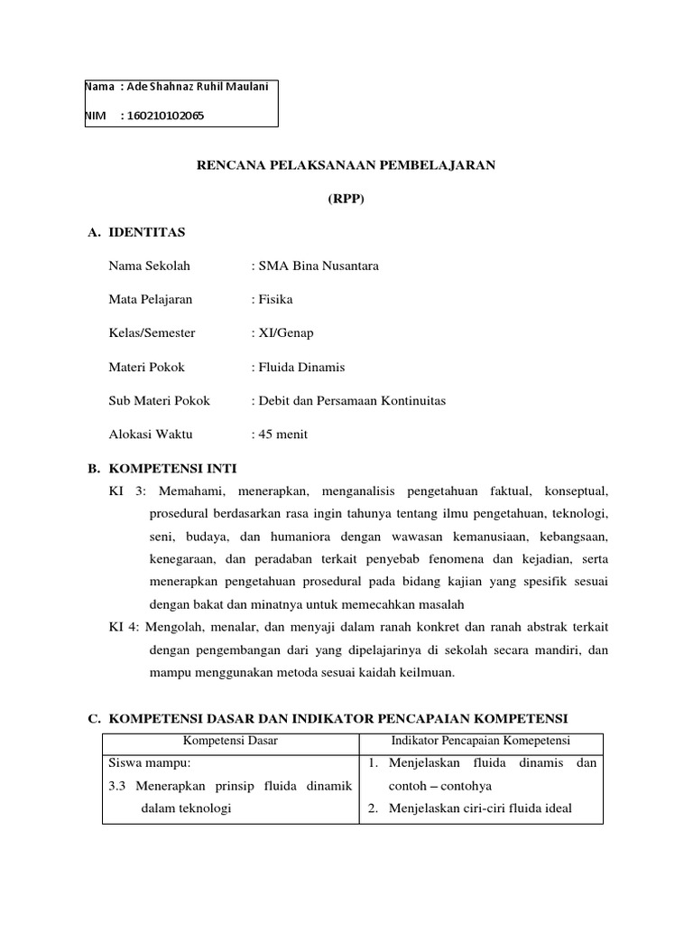 RPP Fluida Dinamis | PDF | Kajian Bahasa Asing | Metode & Bahan Ajar