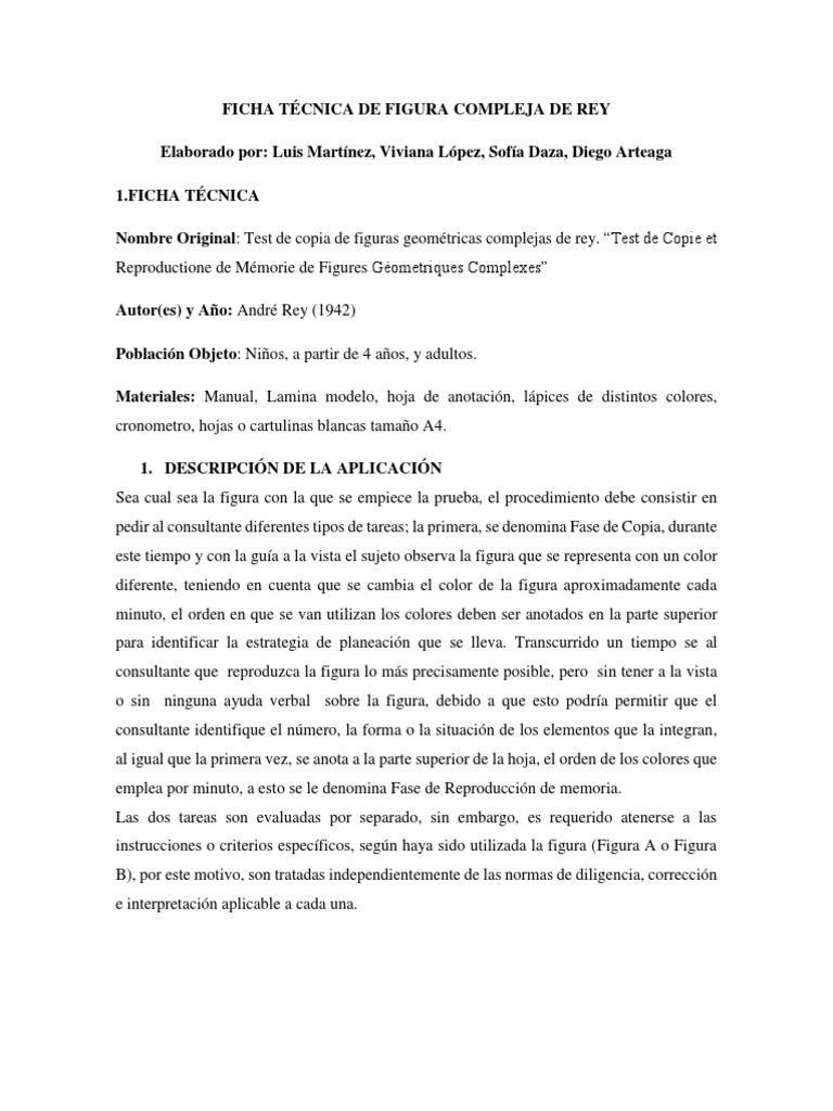 Ficha Técnica del Test de Rey | PDF | Neurociencia | Planificación