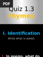 Quiz 1.3: Rhymes