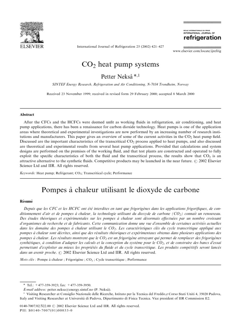 CO2 Heat Pump Systems Overview | PDF | Hvac | Heat Pump