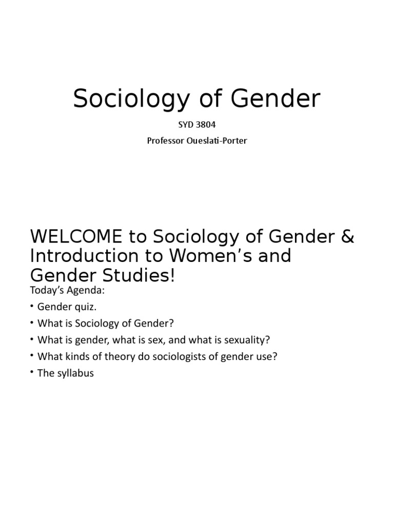 Sociology of Gender Overview and Concepts | PDF | Intersex | Gender