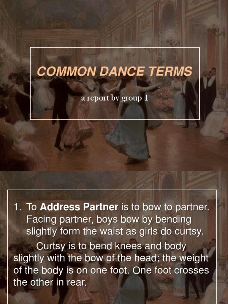 Common Dance Terms A Report by Group 1 PDF