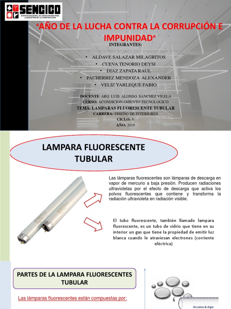 Lámparas fluorescentes tubulares componentes y funcionamiento PDF