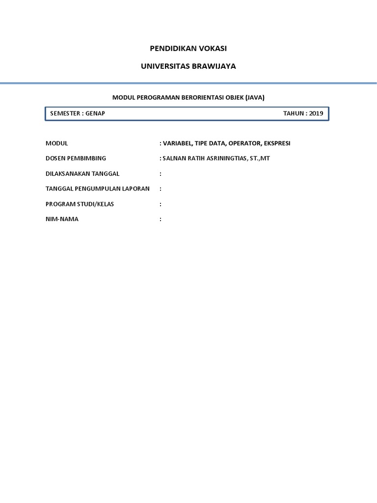 Variabel dan Tipe Data dalam Java | PDF