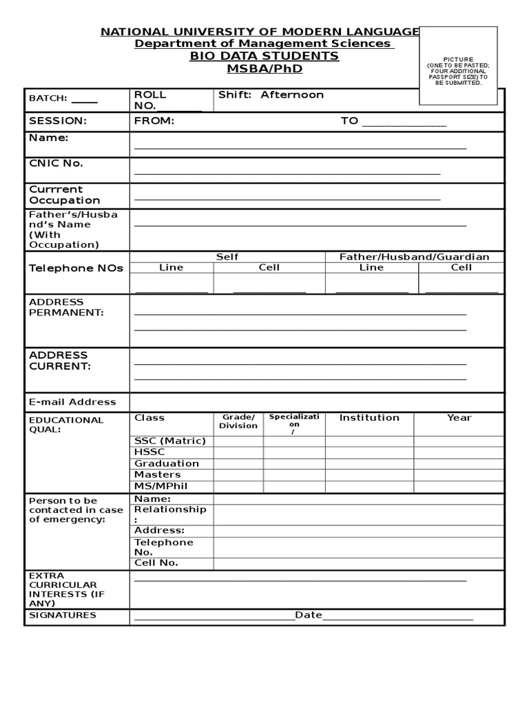 Bio-Data New Students | PDF | Qualifications | Academia