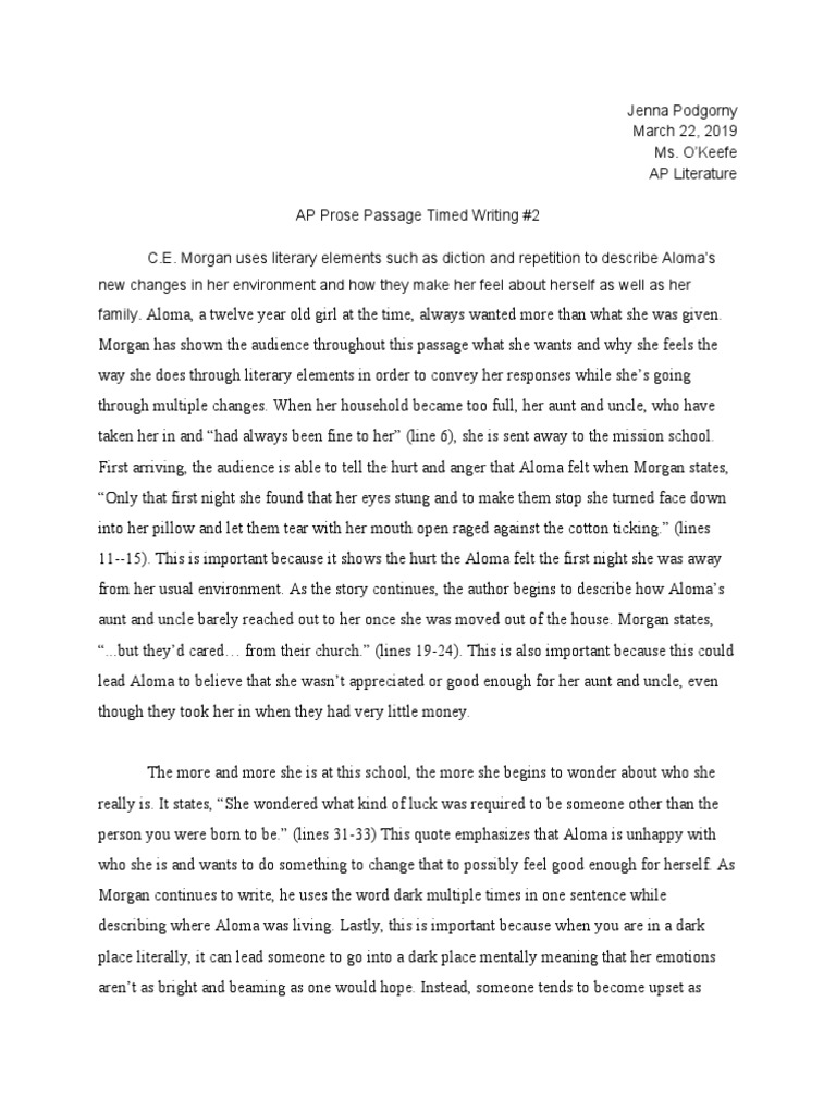 ap lit prose essay format