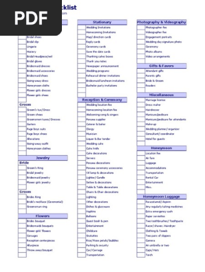 Wedding Checklist
