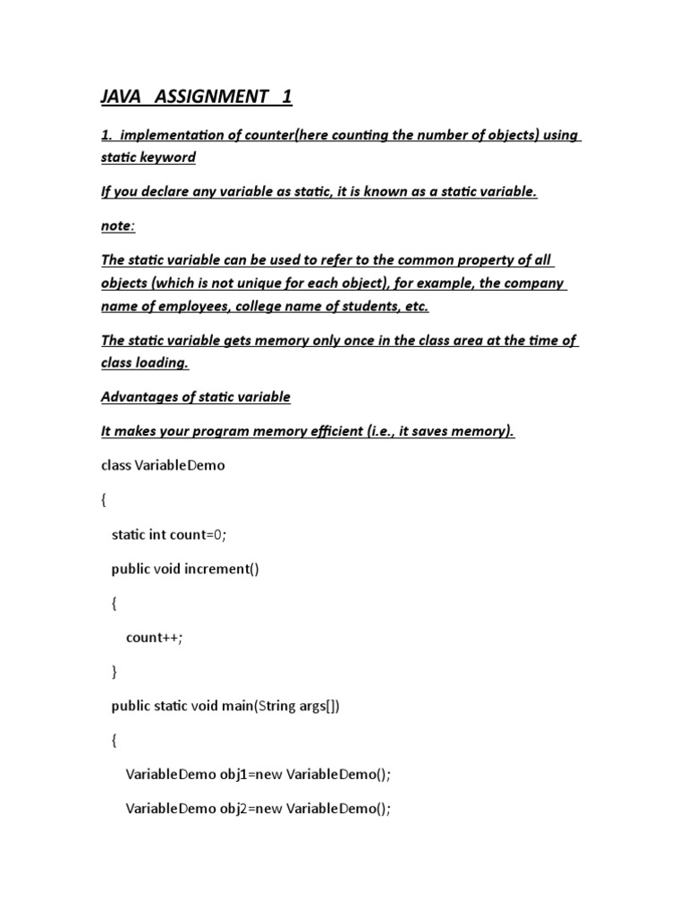 Java Programming Assignments Overview | PDF | Constructor (Object ...