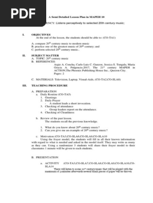 A Semi Detailed Lesson Plan in MAPEH 10