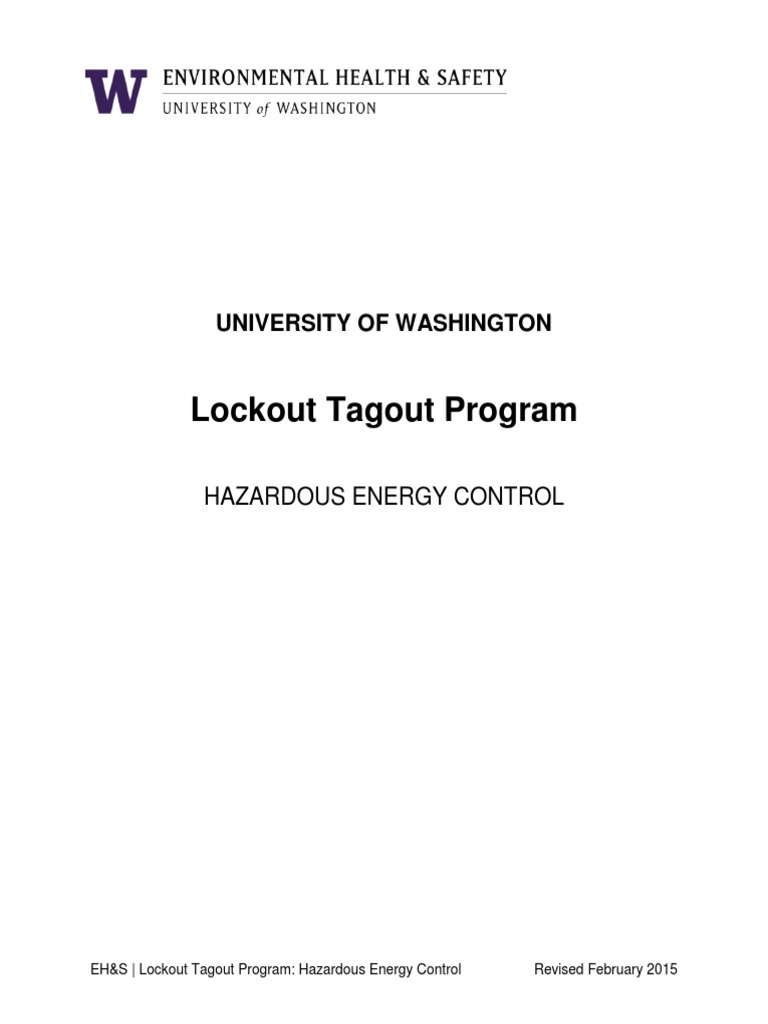 Lockout Tagout Program: University of Washington | PDF | Energy And ...