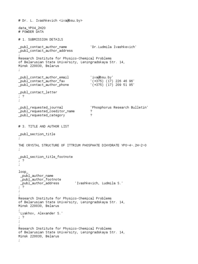 Ypo4 Cif | PDF | Chemistry | Materials