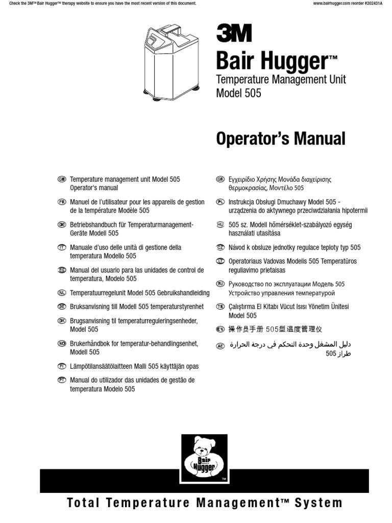 Unidad de Calentamiento 3m Bair Hugger 505 Ops Manual PDF Ocio