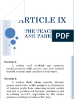 Article Ix: The Teacher and Parents