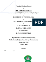 Solar Energy Car: Technical Seminar Report