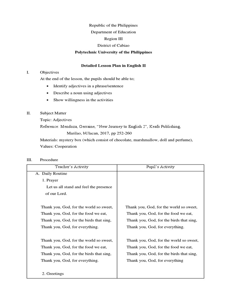 Lesson Plan: Adjectives for Grade 7 | PDF | Noun | Adjective